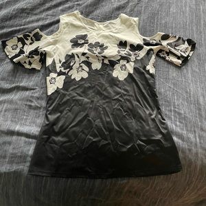 Floral shoulder cut out top